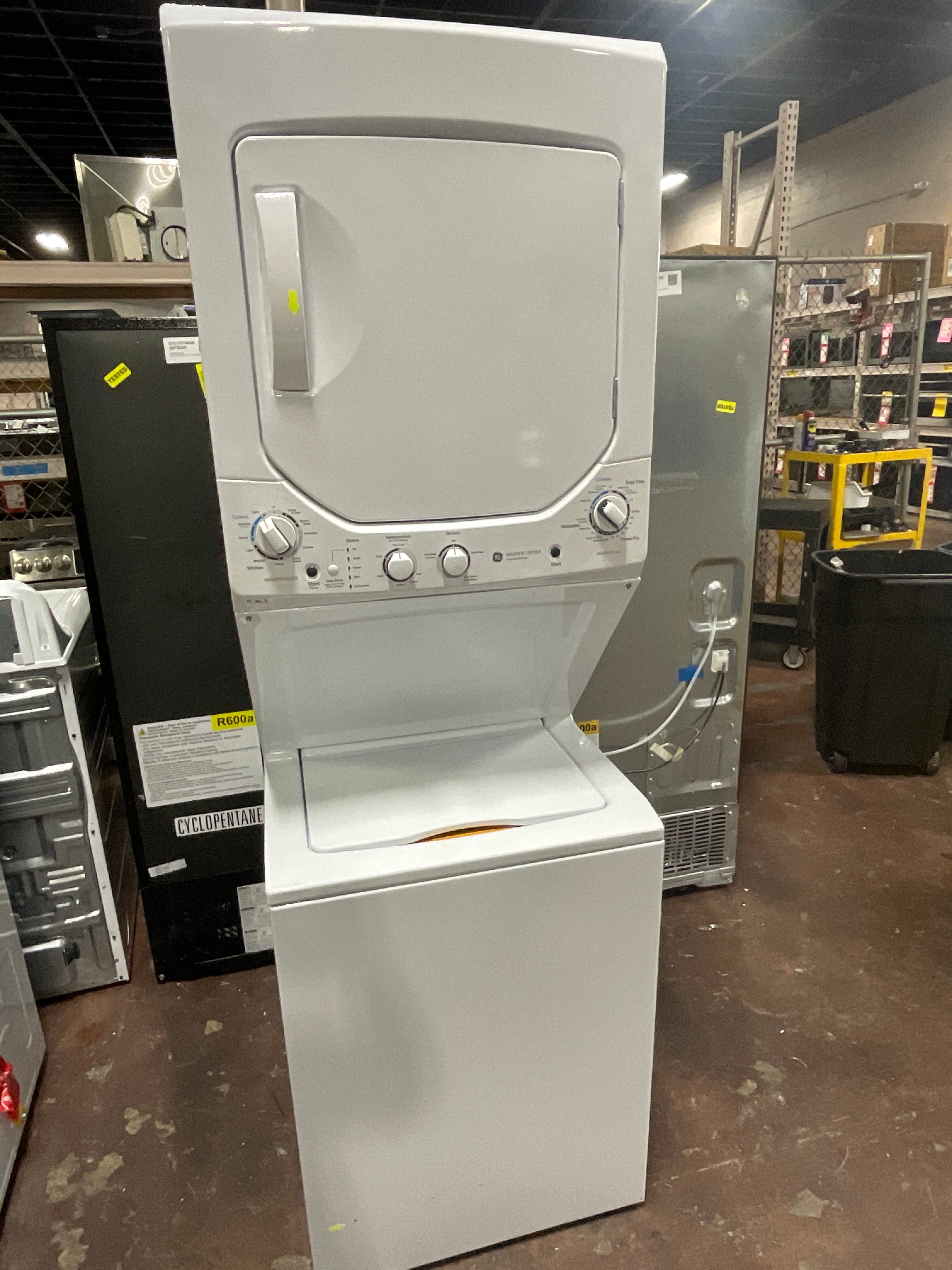 GE Unitized Spacemaker® 2.3 cu. ft. Capacity Washer with Stainless Steel Basket and 4.4 cu. ft. Capacity Gas Dryer
