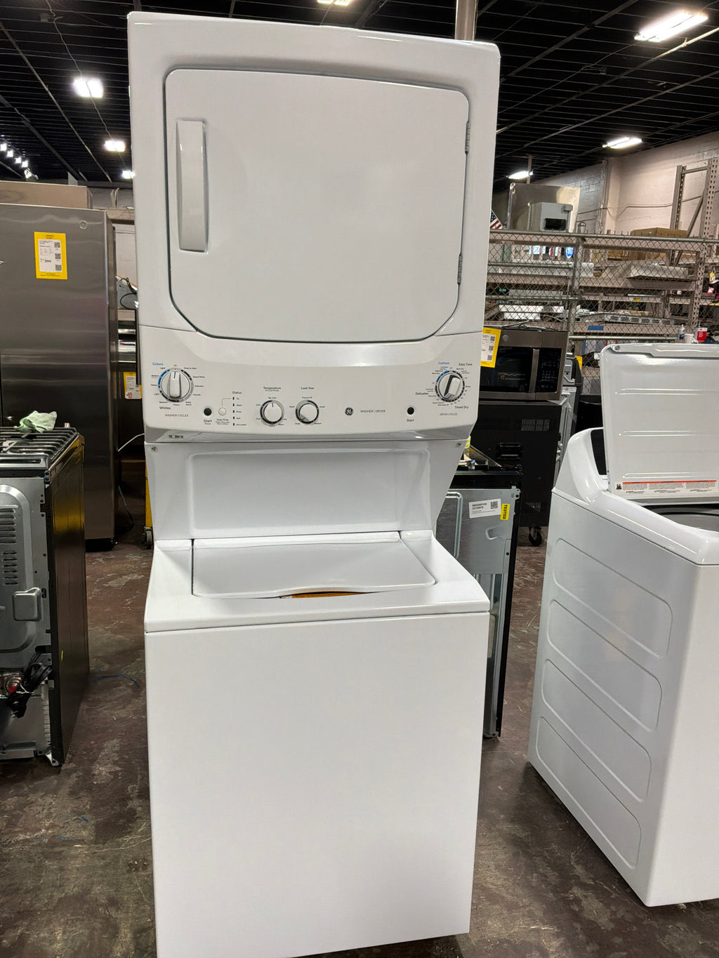 GE Unitized Spacemaker® 3.8 cu. ft. Capacity Washer with Stainless Steel Basket and 5.9 cu. ft. Capacity Electric Dryer