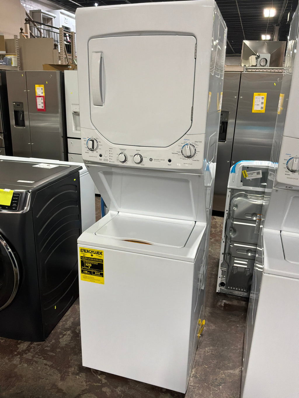 GE Unitized Spacemaker® 2.3 cu. ft. Capacity Washer with Stainless Steel Basket and 4.4 cu. ft. Capacity Electric Dryer