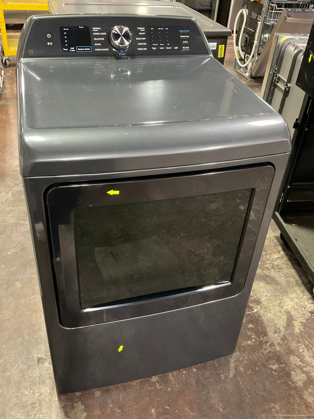GE Profile™ ENERGY STAR® 7.4 cu. ft. Capacity Smart aluminized alloy drum Electric Dryer with Sanitize Cycle and Sensor Dry