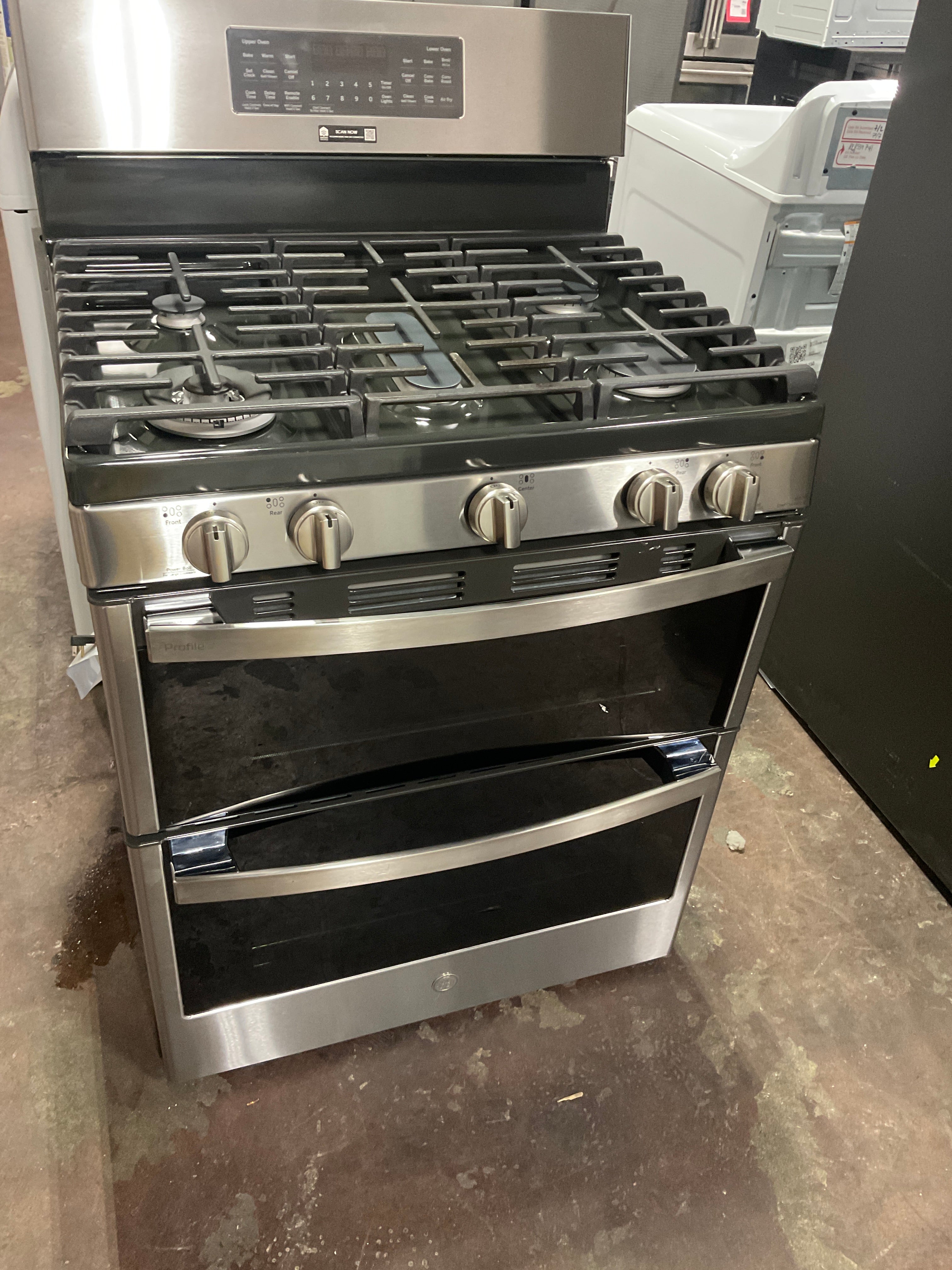 GE Profile™ 30" Free-Standing Gas Double Oven Convection Fingerprint Resistant Range with No Preheat Air Fry