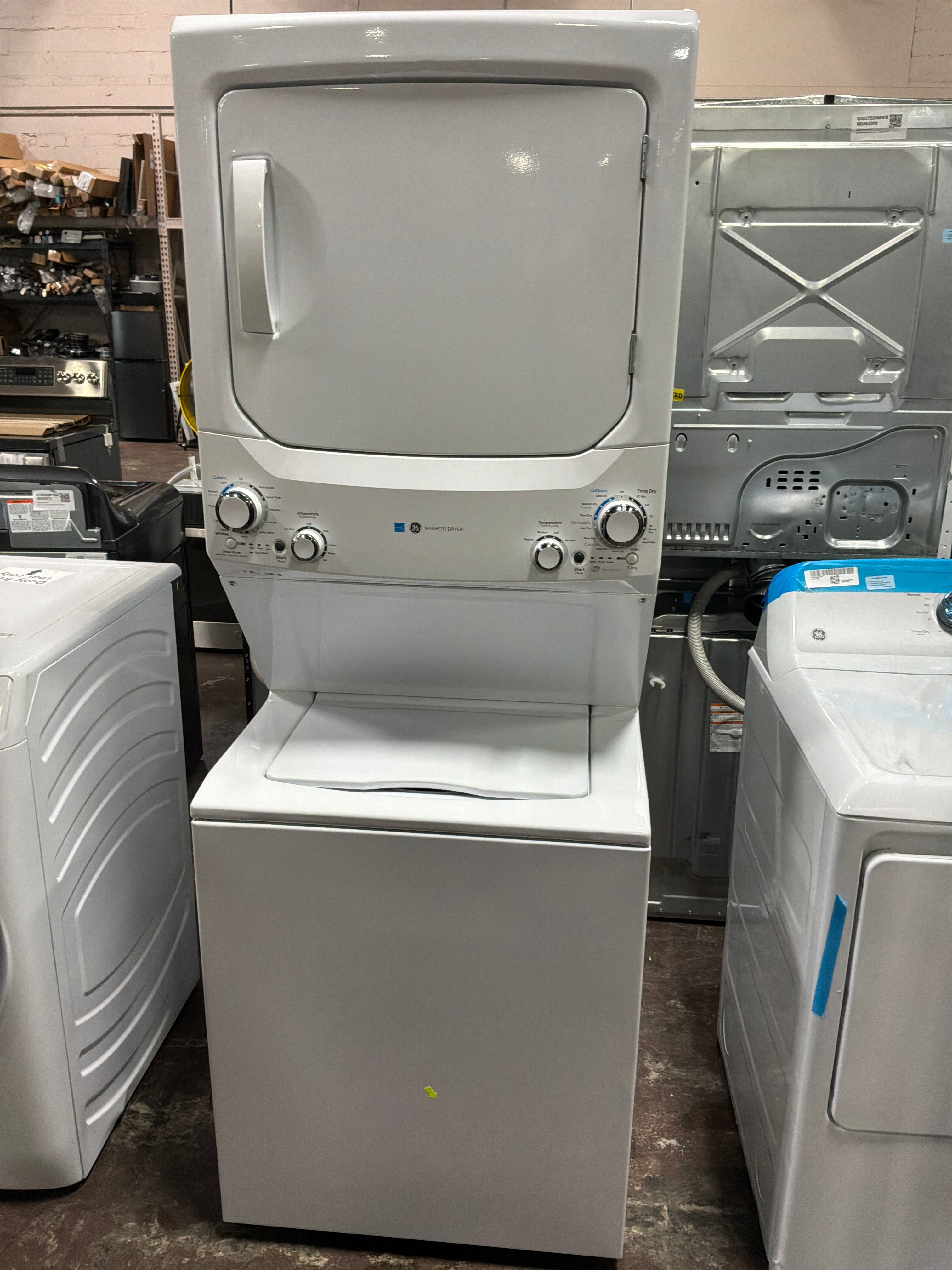 GE Unitized Spacemaker® ENERGY STAR® 3.9 cu. ft. Capacity Washer with Stainless Steel Basket and 5.9 cu. ft. Capacity Electric Dryer