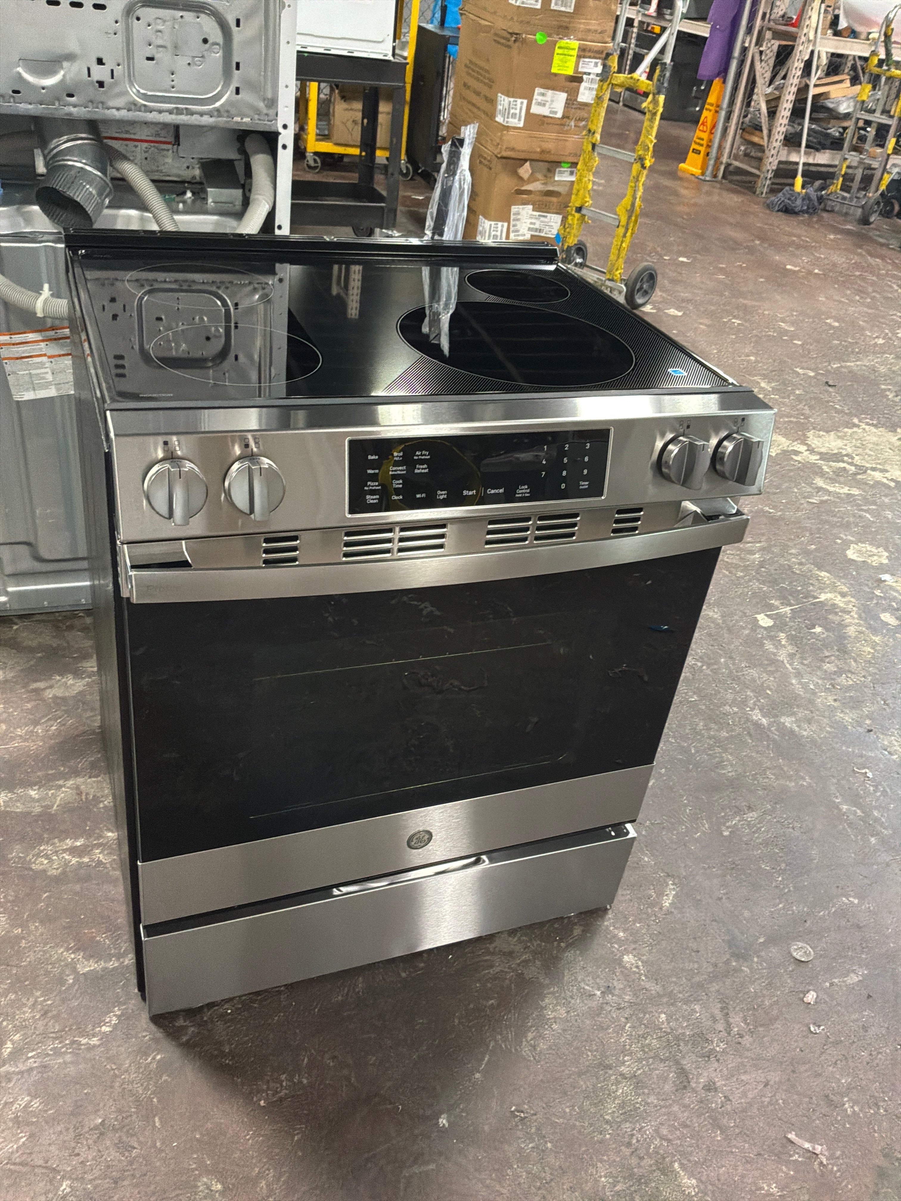 GE Profile Energy Star 30" Smart Slide-In Induction and Convection Range with No Preheat Air Fry and EasyWash Oven Tray: