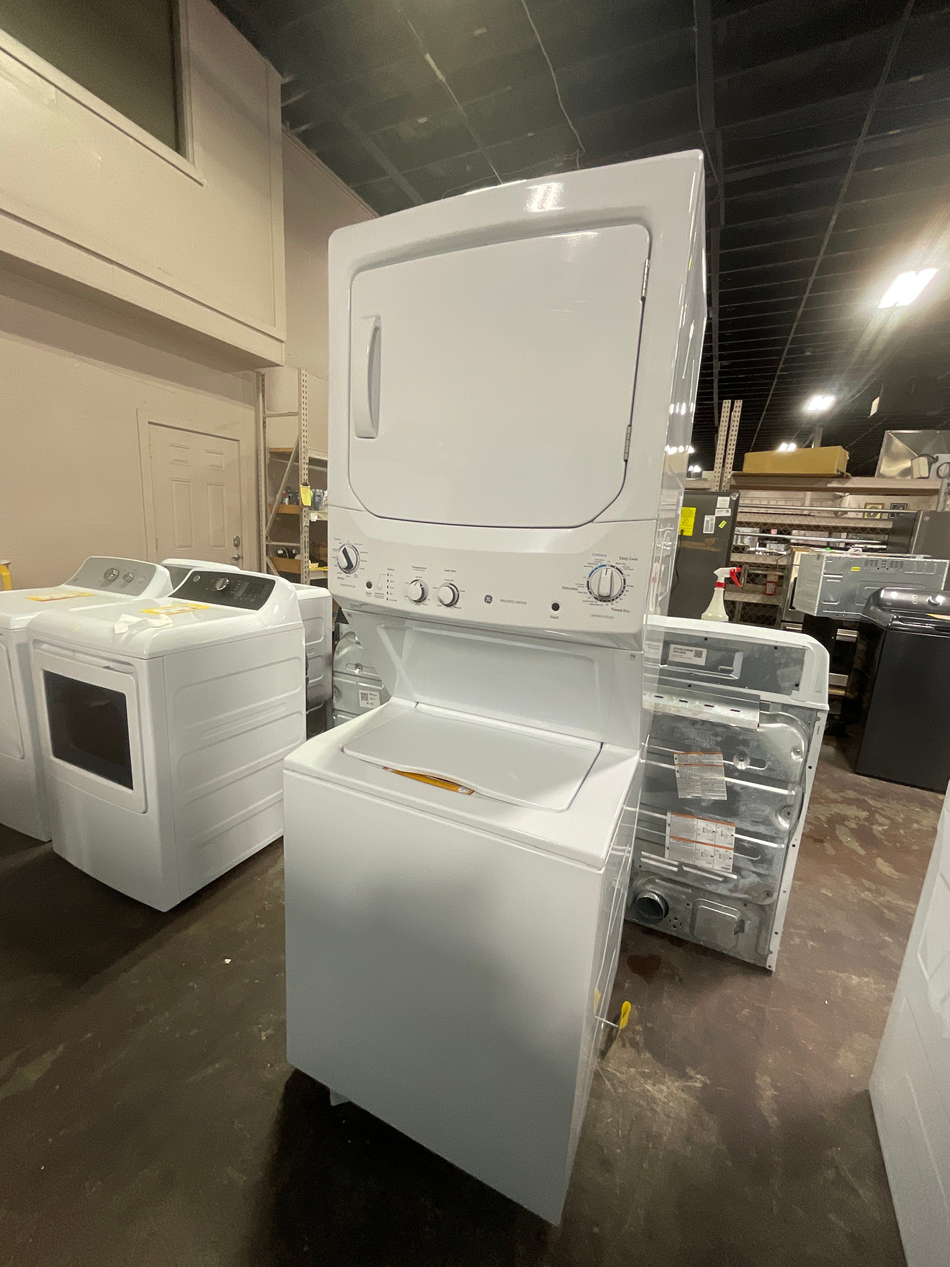 GE Unitized Spacemaker® 3.8 cu. ft. Capacity Washer with Stainless Steel Basket and 5.9 cu. ft. Capacity Electric Dryer