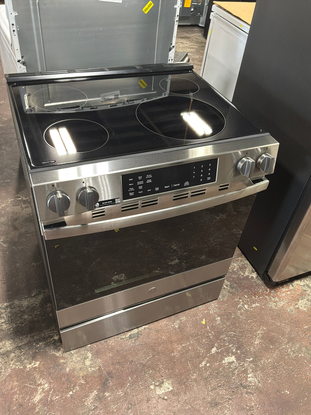 GE Profile Energy Star 30" Smart Slide-In Induction and Convection Range with No Preheat Air Fry and EasyWash Oven Tray: