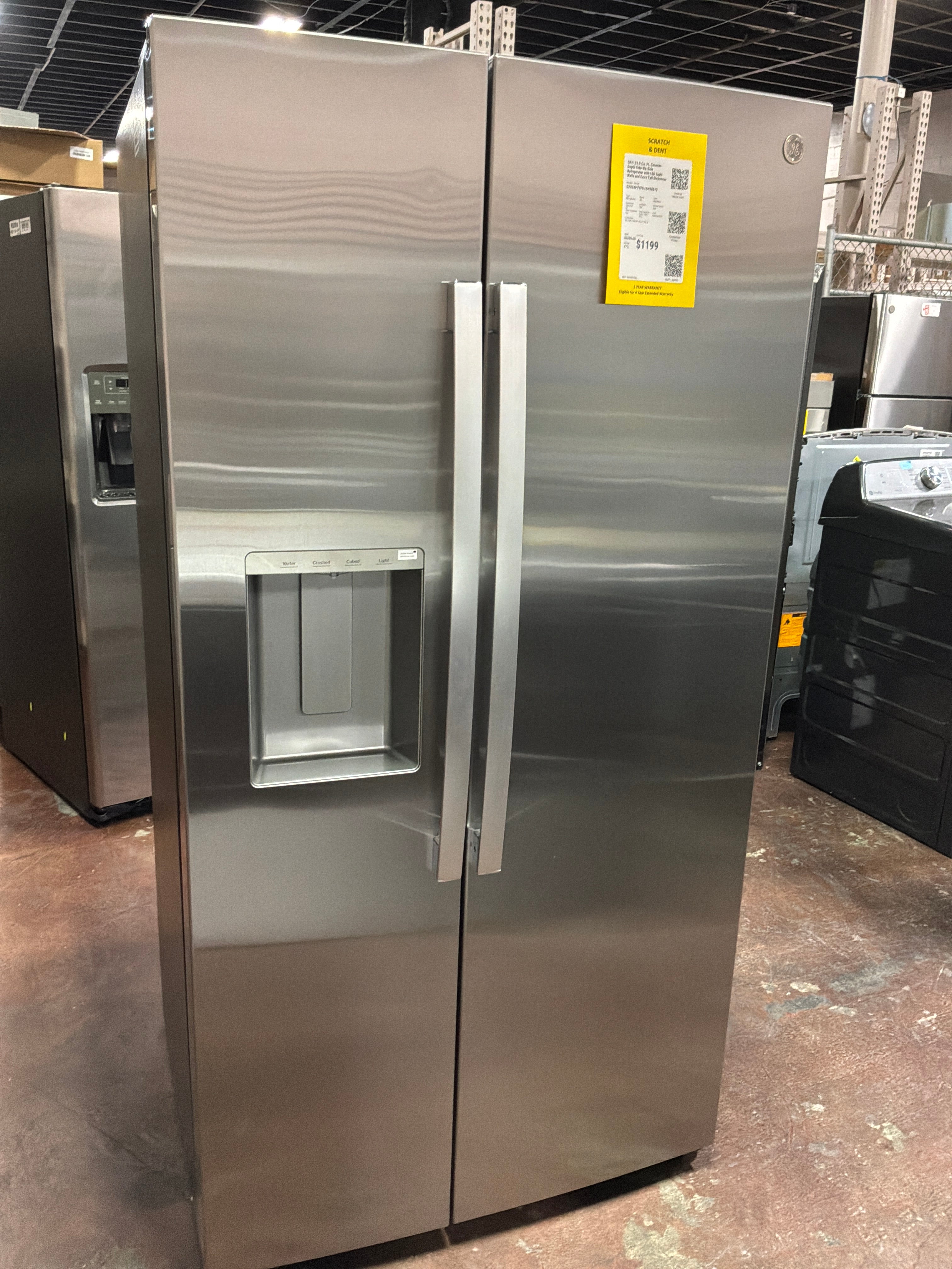 GE® 23.5 Cu. Ft. Counter-Depth Side-By-Side Refrigerator with LED Light Walls and Extra Tall Dispenser