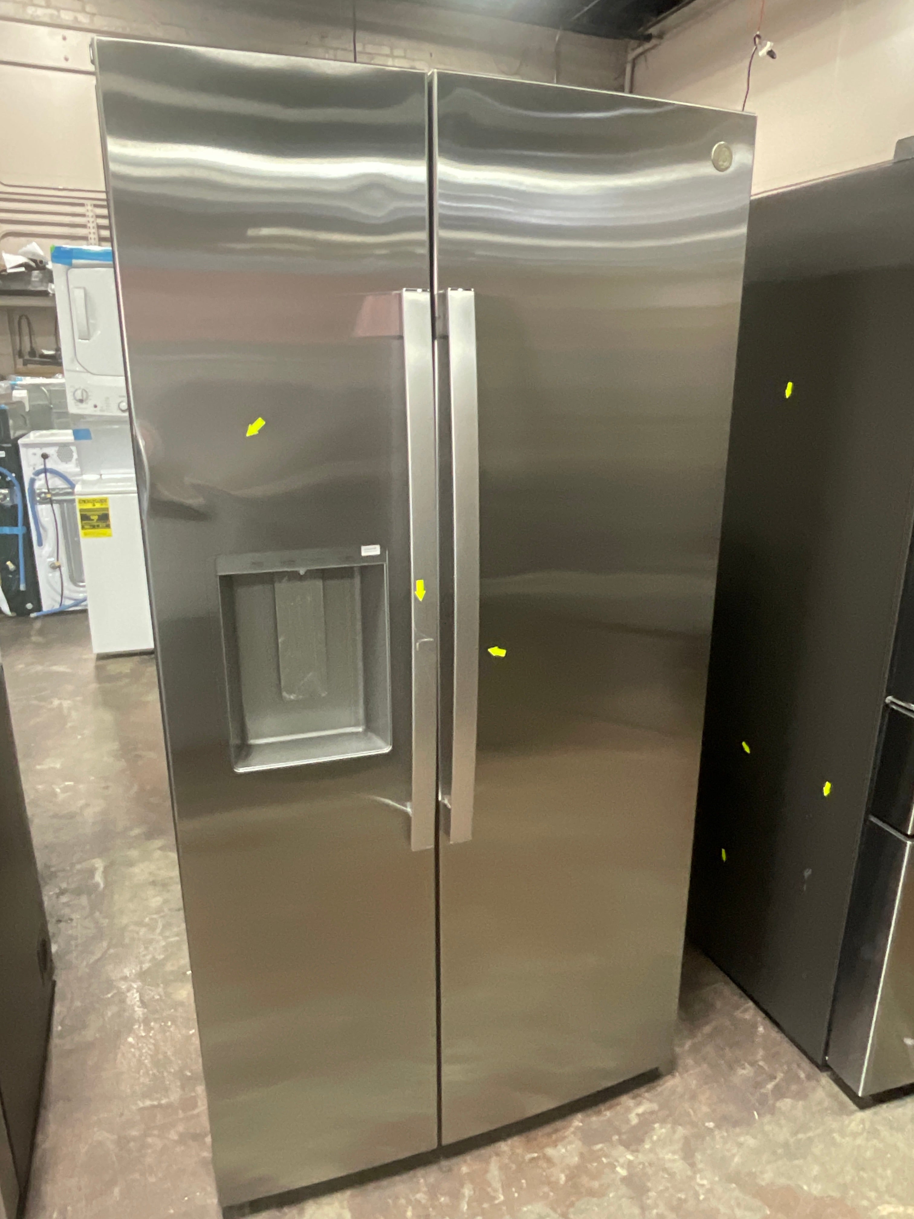 GE® 23.5 Cu. Ft. Counter-Depth Side-By-Side Refrigerator with LED Light Walls and Extra Tall Dispenser