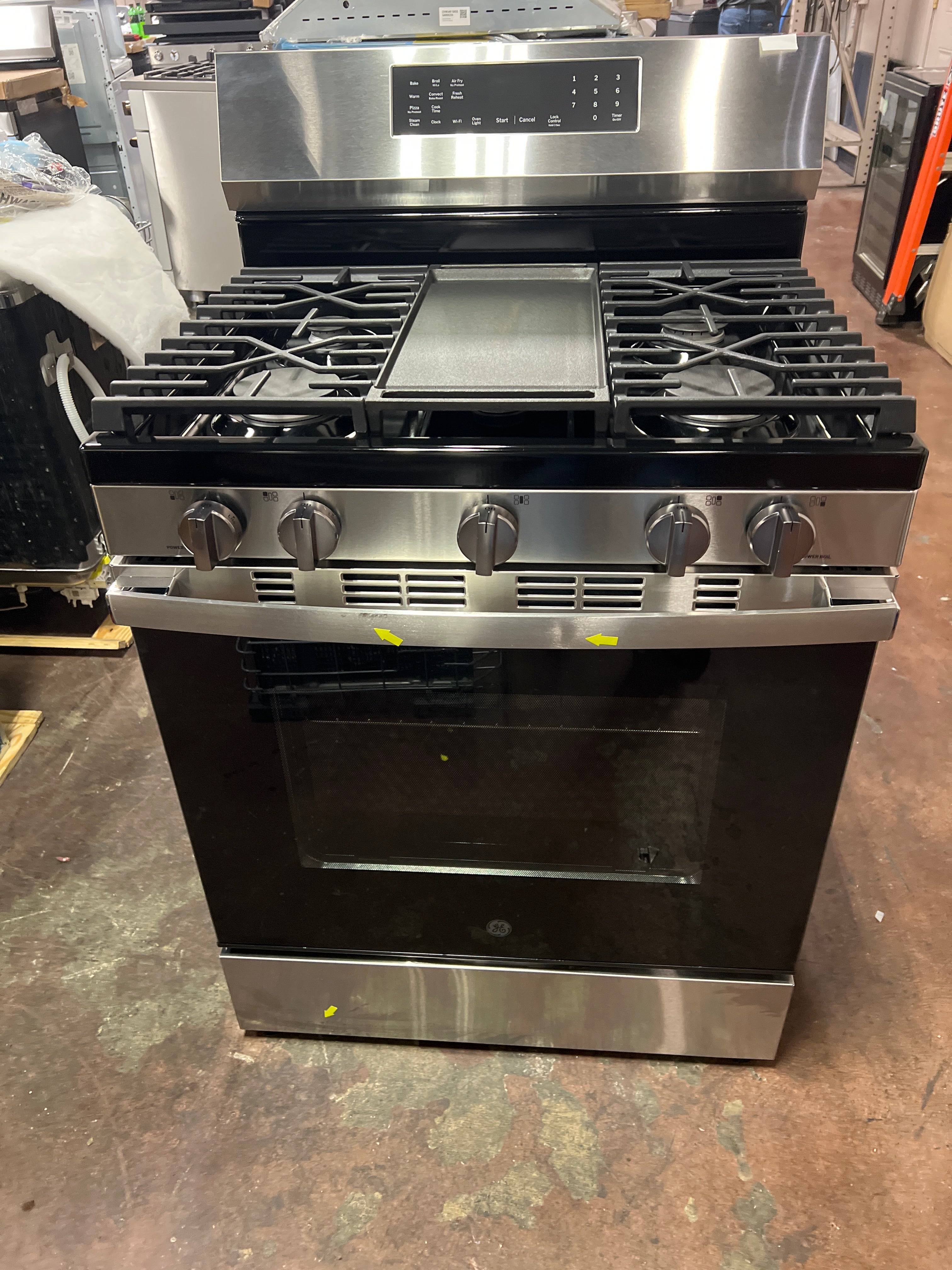 GE® 30" Free-Standing Gas Convection Range with No Preheat Air Fry and EasyWash™ Oven Tray