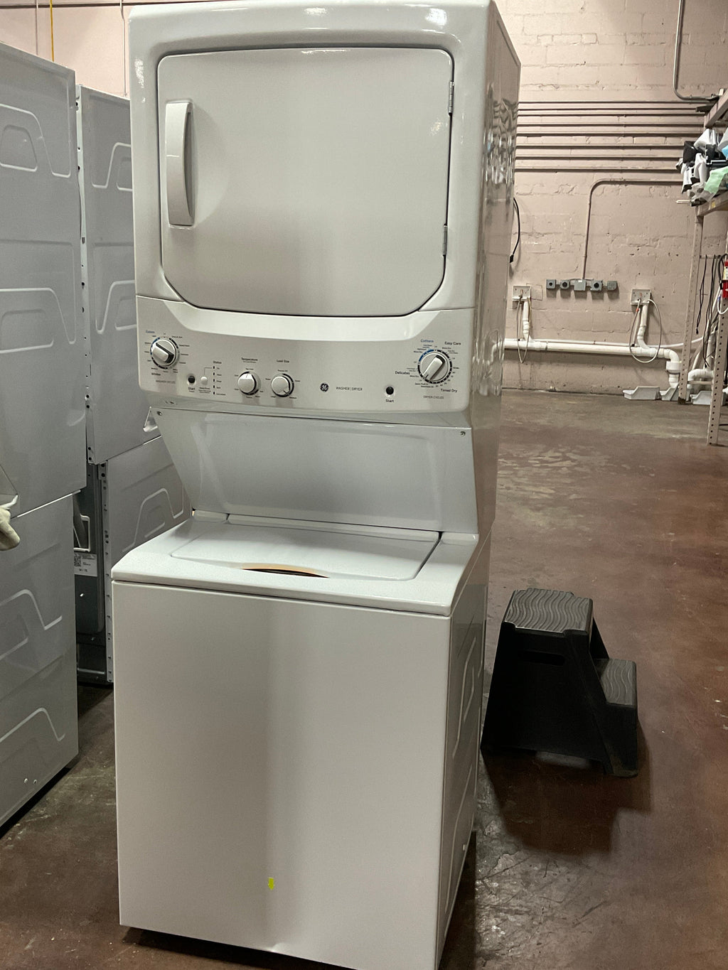 GE Unitized Spacemaker® 3.8 cu. ft. Capacity Washer with Stainless Steel Basket and 5.9 cu. ft. Capacity Electric Dryer