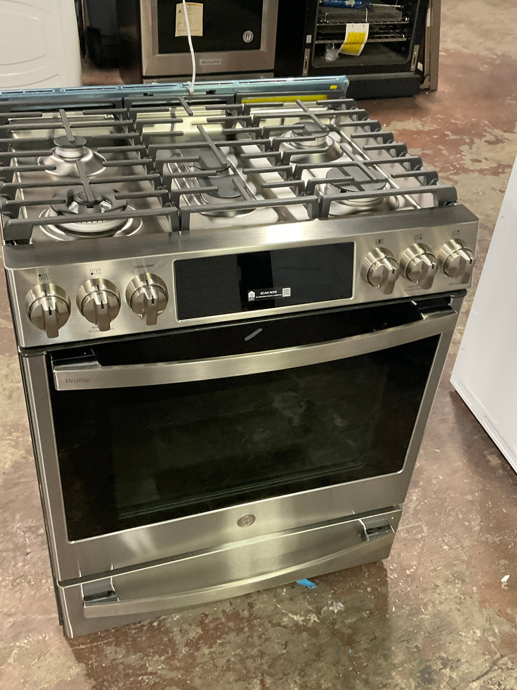 GE Profile™ 30" Smart Dual Fuel Slide-In Front-Control Fingerprint Resistant Range