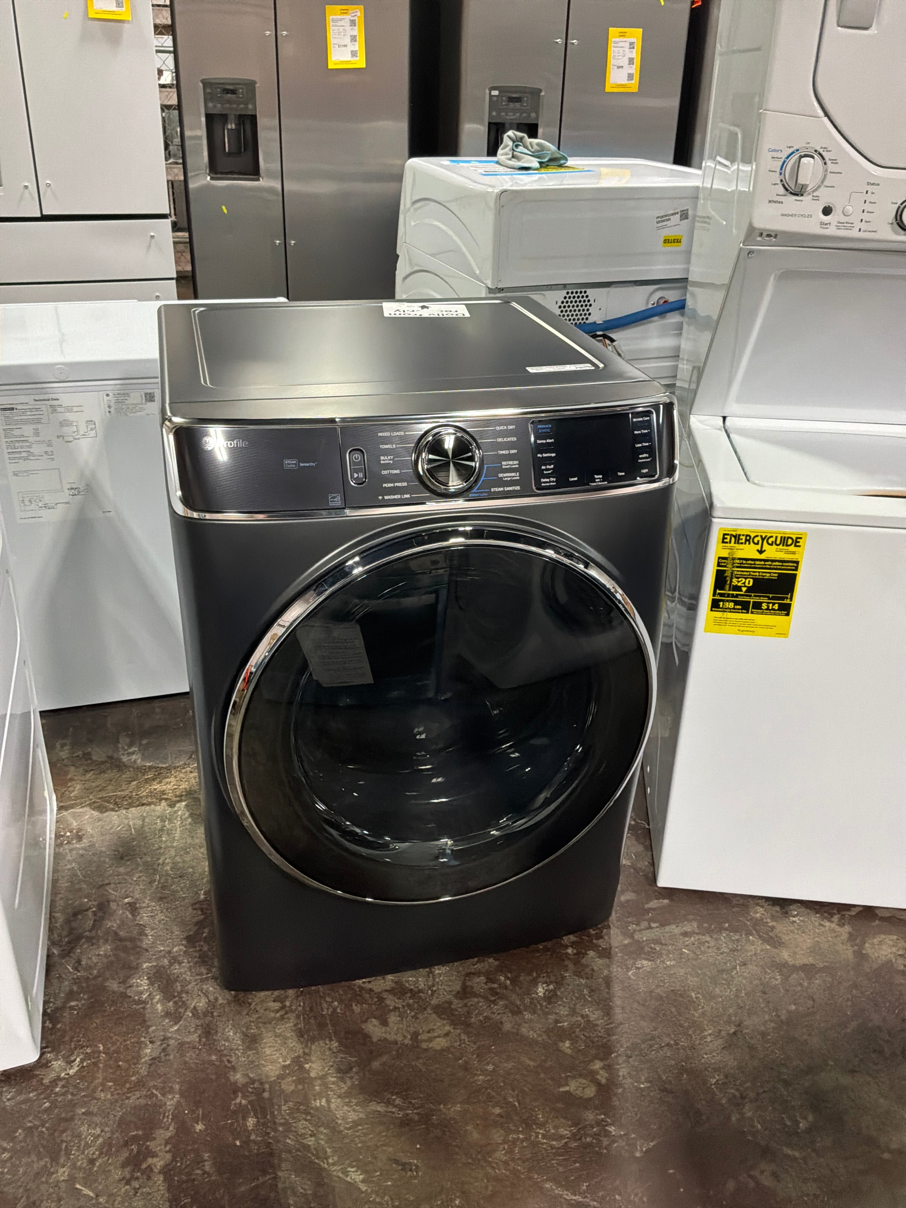 GE Profile™ ENERGY STAR® 7.8 cu. ft. Capacity Smart Front Load Electric Dryer with Steam and Sanitize Cycle