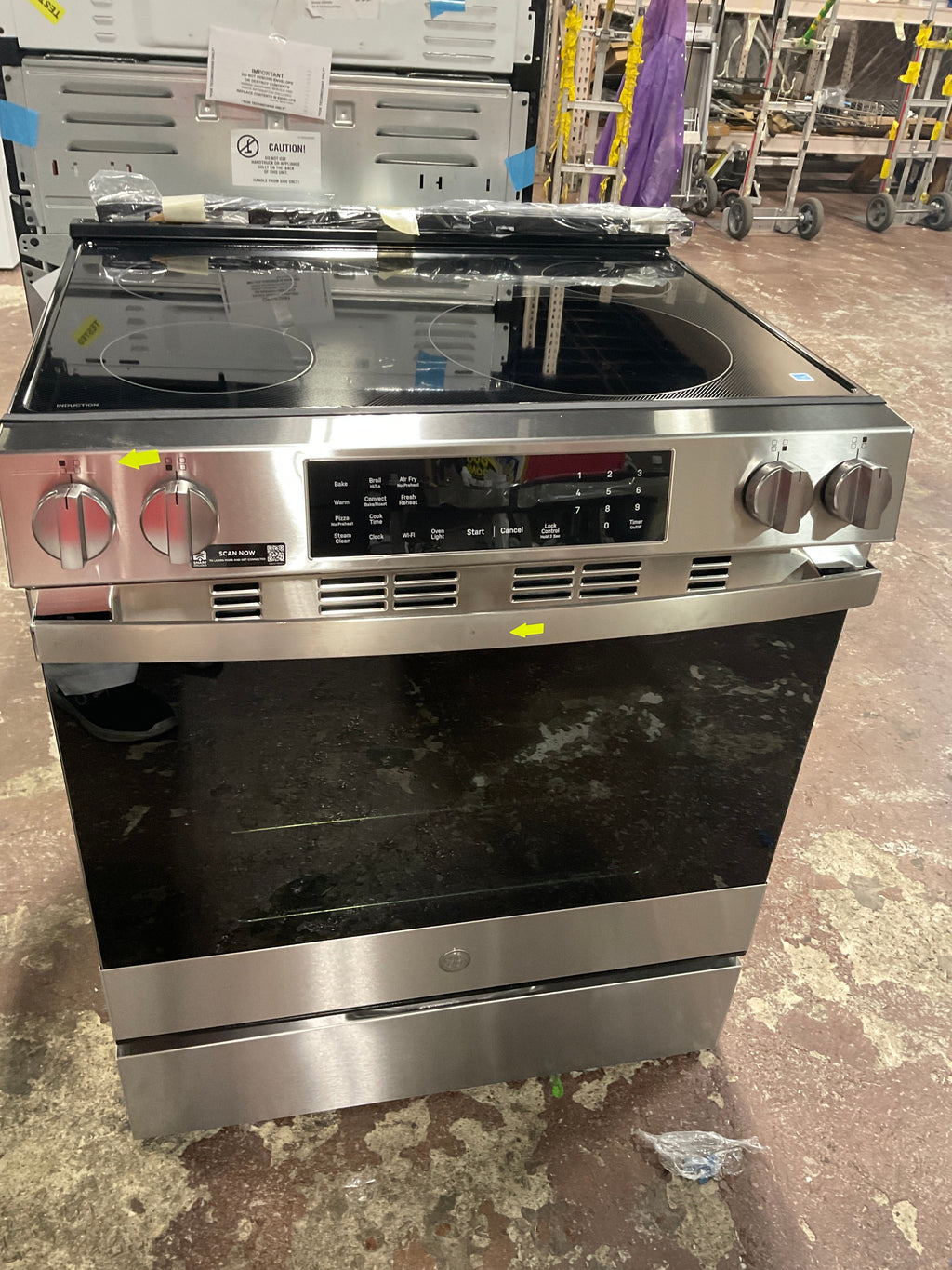 GE Profile Energy Star 30" Smart Slide-In Induction and Convection Range with No Preheat Air Fry and EasyWash Oven Tray: