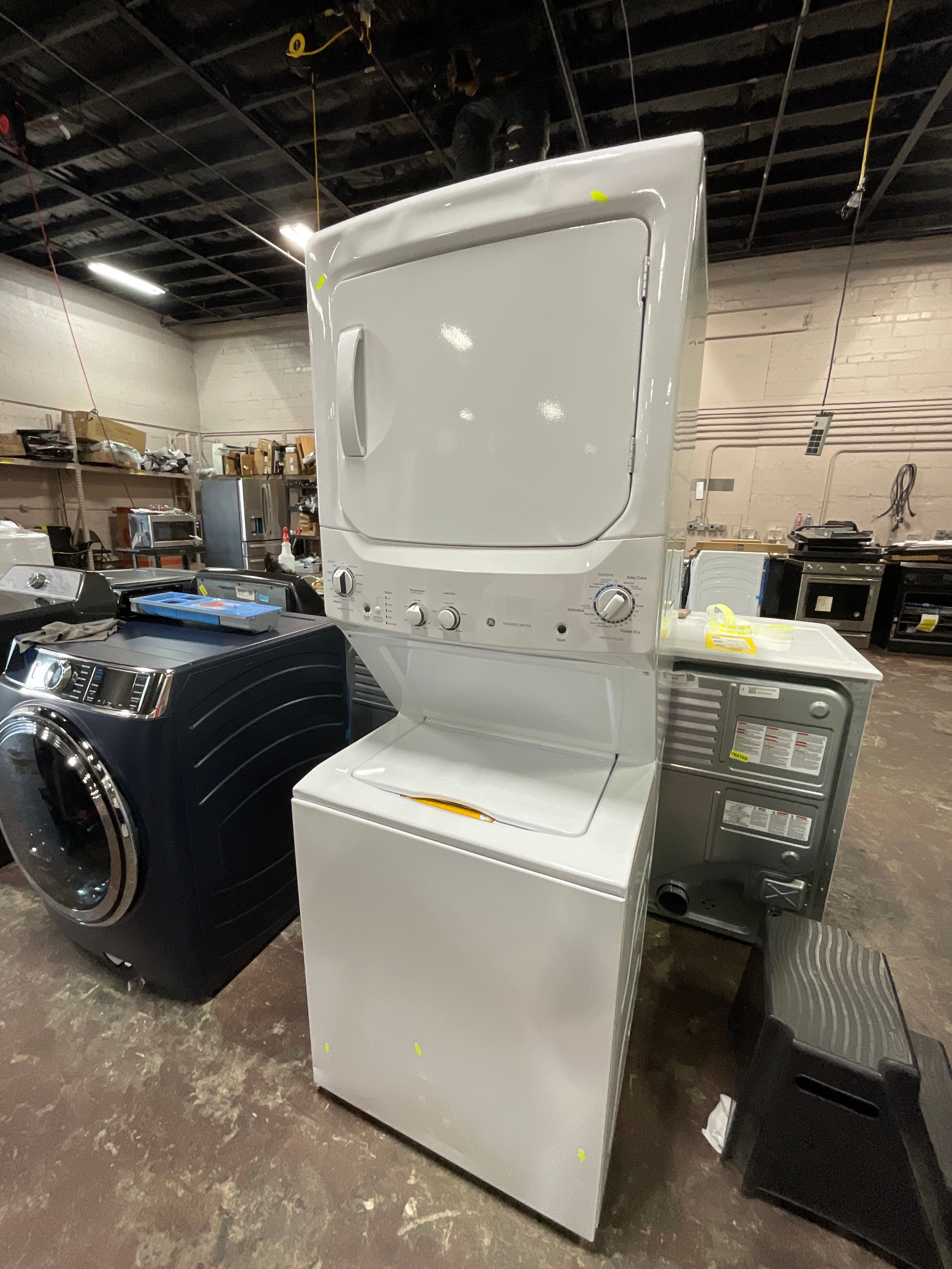 GE Unitized Spacemaker® 3.8 cu. ft. Capacity Washer with Stainless Steel Basket and 5.9 cu. ft. Capacity Electric Dryer