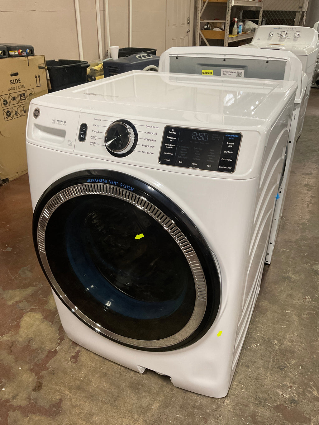 GE GE® ENERGY STAR 4.8 cu. ft. Capacity Smart Front Load ® Washer with UltraFresh Vent System with OdorBlock™ and Sanitize w/Oxi