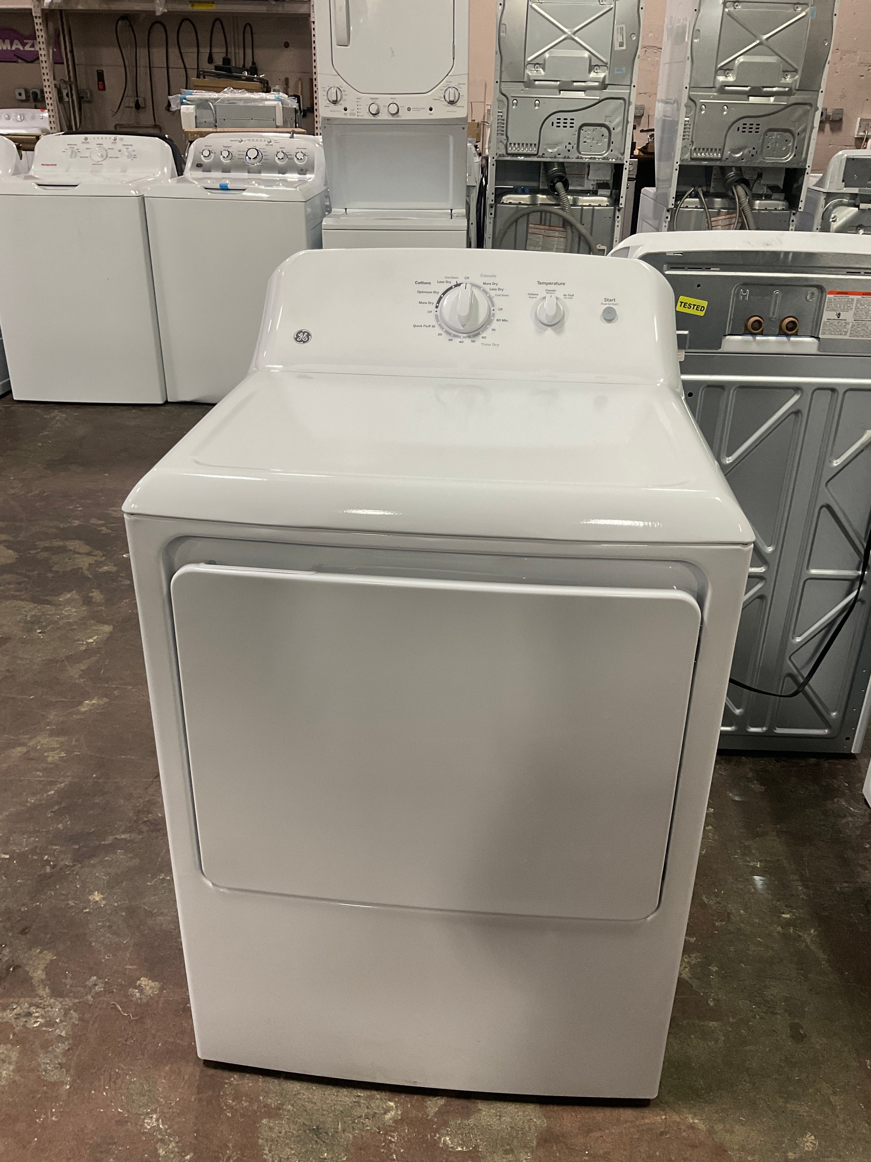 GE 6.2 cu. ft. Capacity Electric Dryer with Up To 120 ft. Venting and Shallow Depth