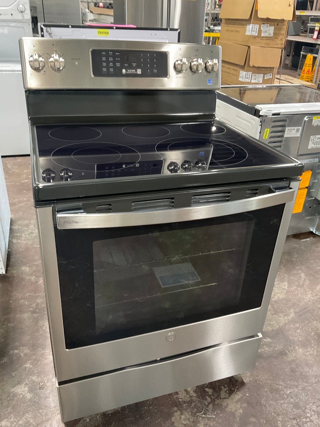 GE Profile™ ENERGY STAR® 30" Smart Free-Standing Electric Convection Fingerprint Resistant Range with No Preheat Air Fry