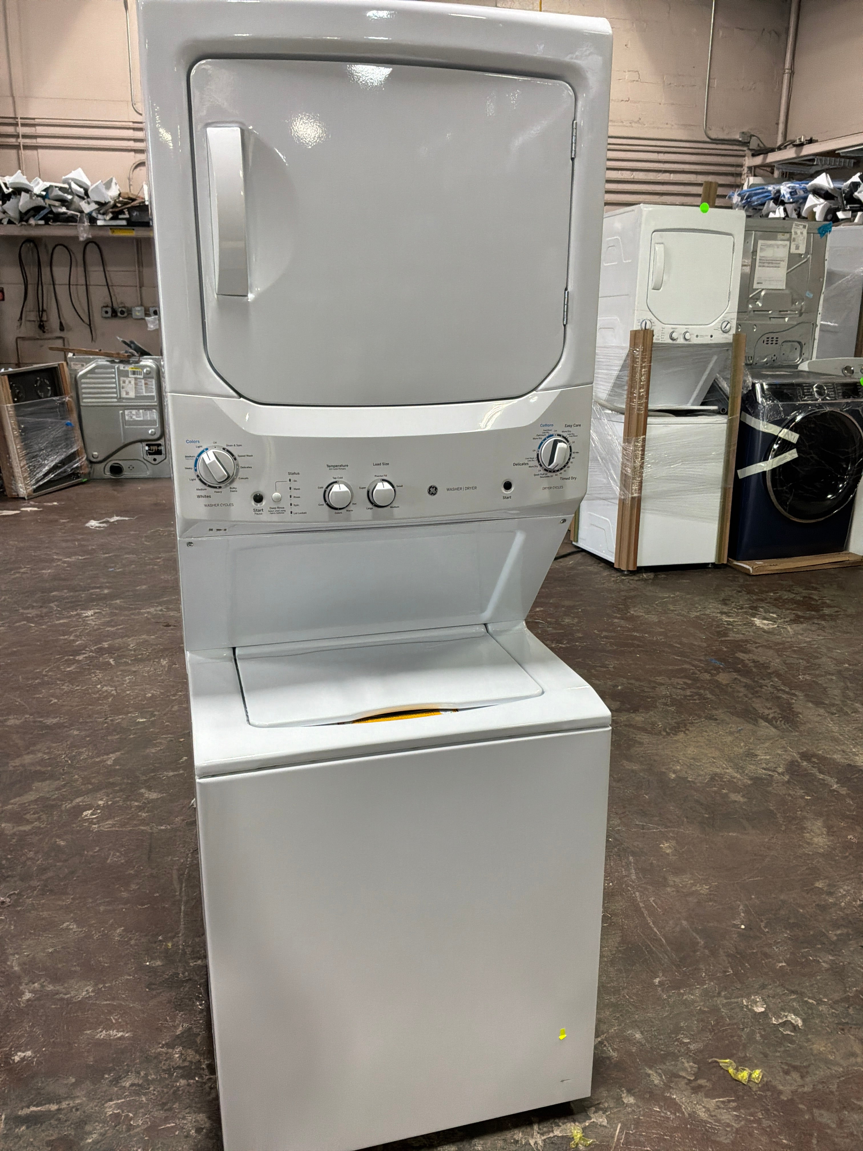 GE Unitized Spacemaker® 3.8 cu. ft. Capacity Washer with Stainless Steel Basket and 5.9 cu. ft. Capacity Electric Dryer