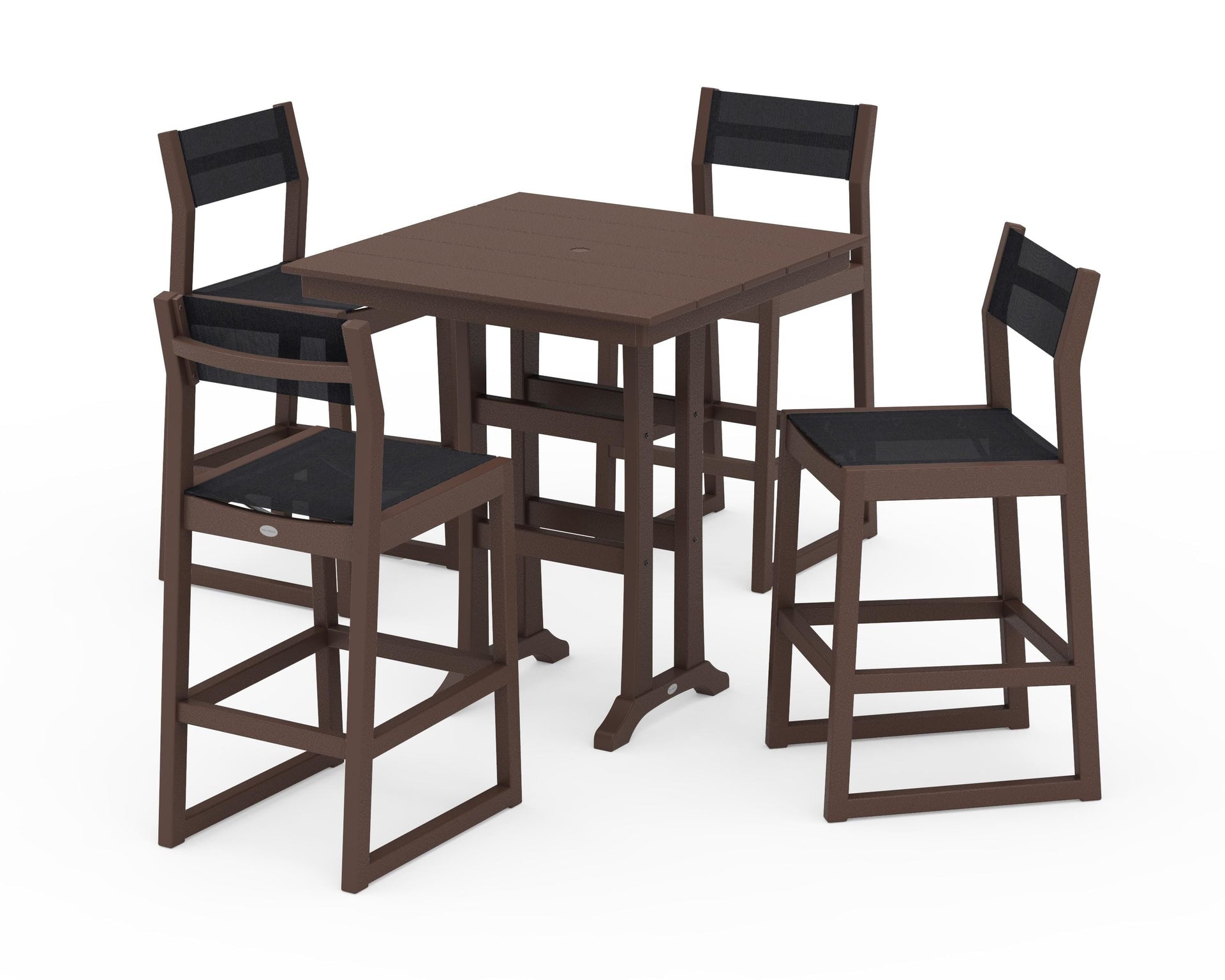 EDGE Sling Arm Chair 5-Piece Farmhouse Bar Set with Trestle Legs