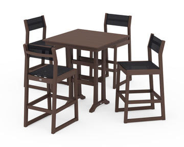 EDGE Sling Arm Chair 5-Piece Farmhouse Bar Set with Trestle Legs