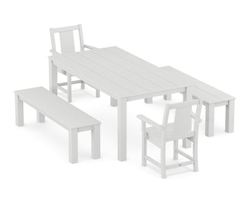 Prairie 5-Piece Parsons Dining Set with Benches