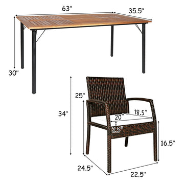 Costway 7-Pc Patio Rattan Cushioned Dining Set w/ Umbrella Hole 39746208 New