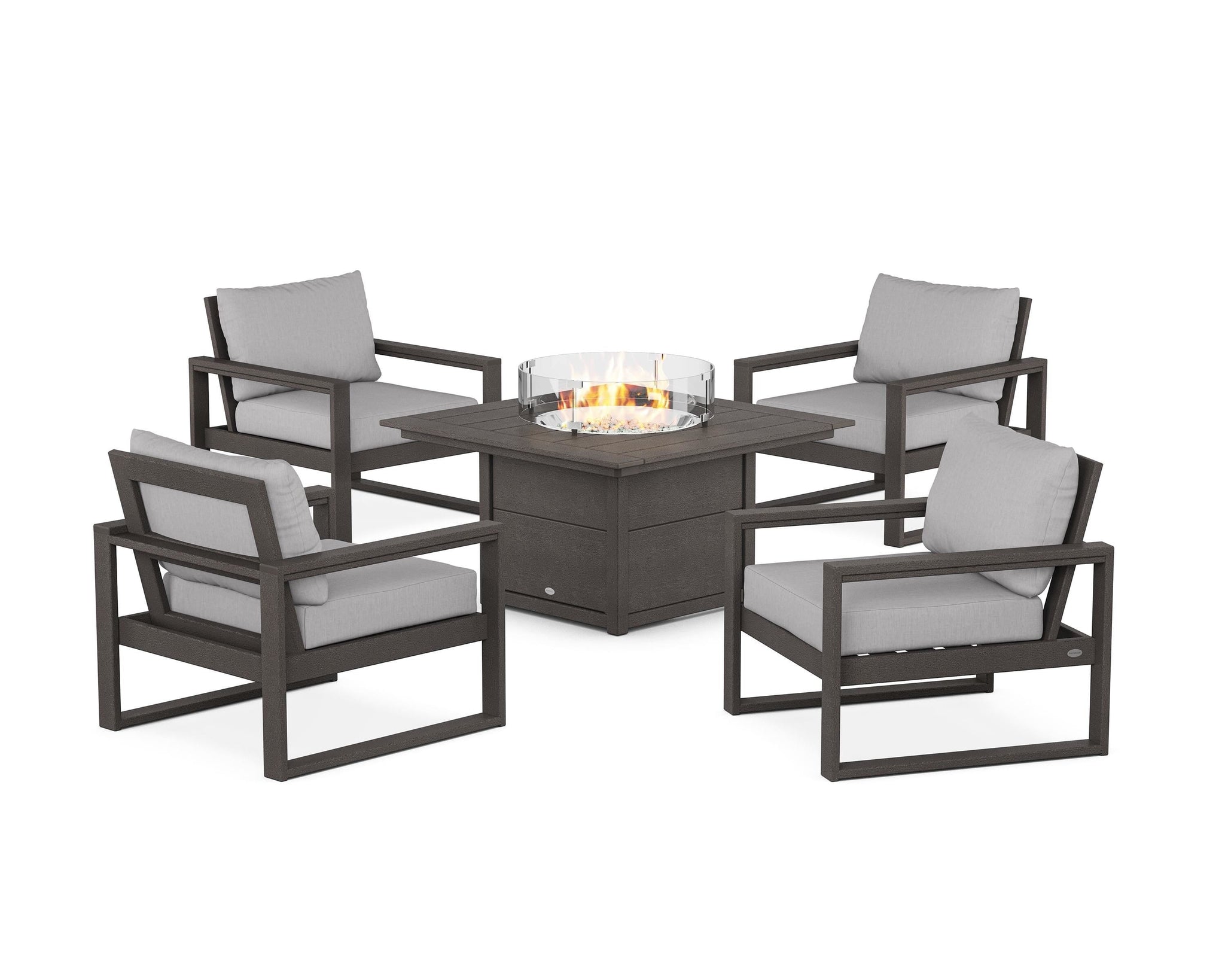 EDGE Sectional 5-Piece Deep Seating Set with Fire Pit Table
