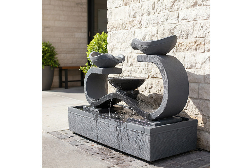 Exaco Infinity Outdoor Water Fountain 33" Tall with LED New