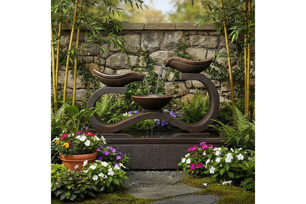 Exaco Infinity Outdoor Water Fountain 33" Tall with LED New