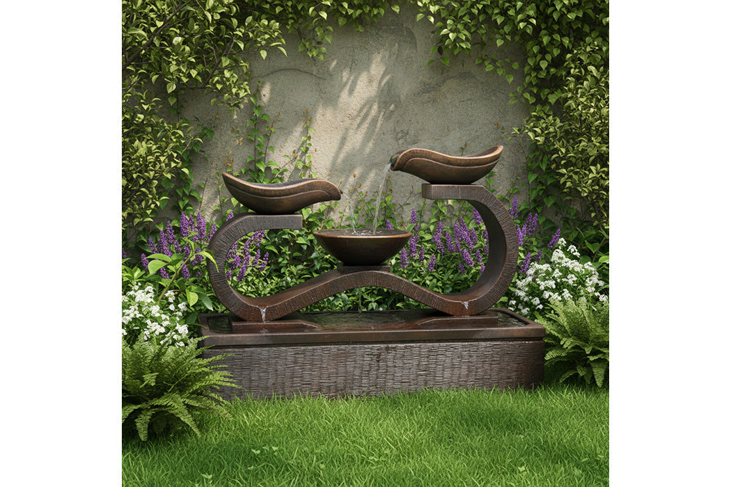 Exaco Infinity Outdoor Water Fountain 33" Tall with LED New