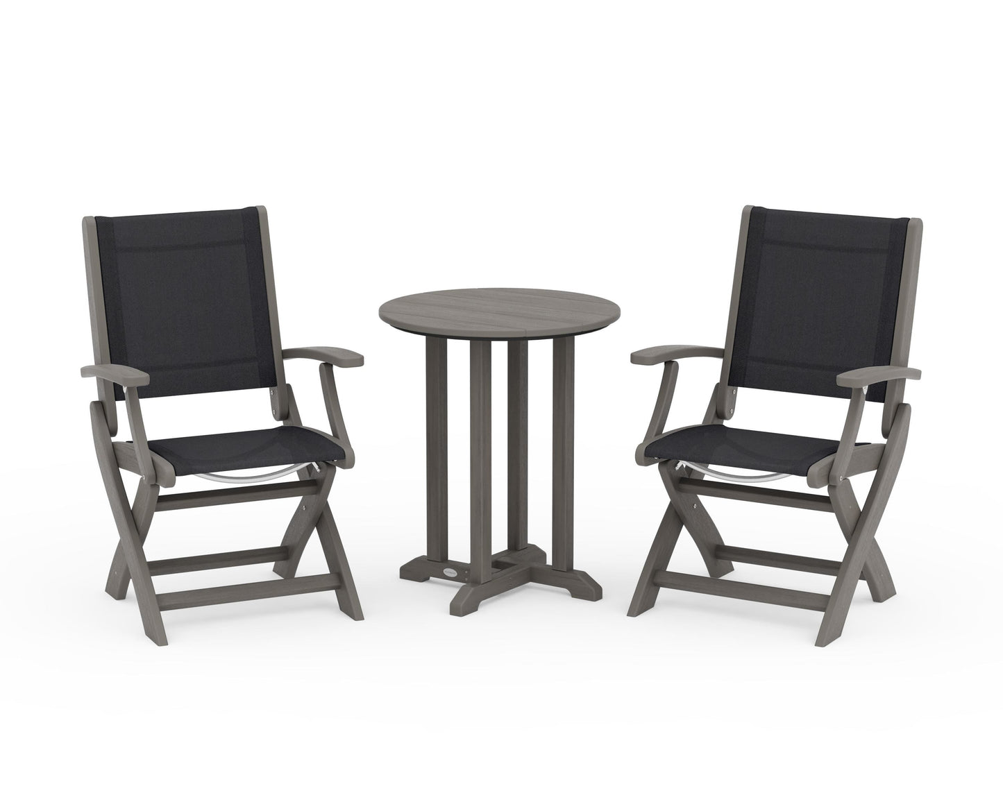 Coastal Folding 3-Piece Round Bistro Dining Set