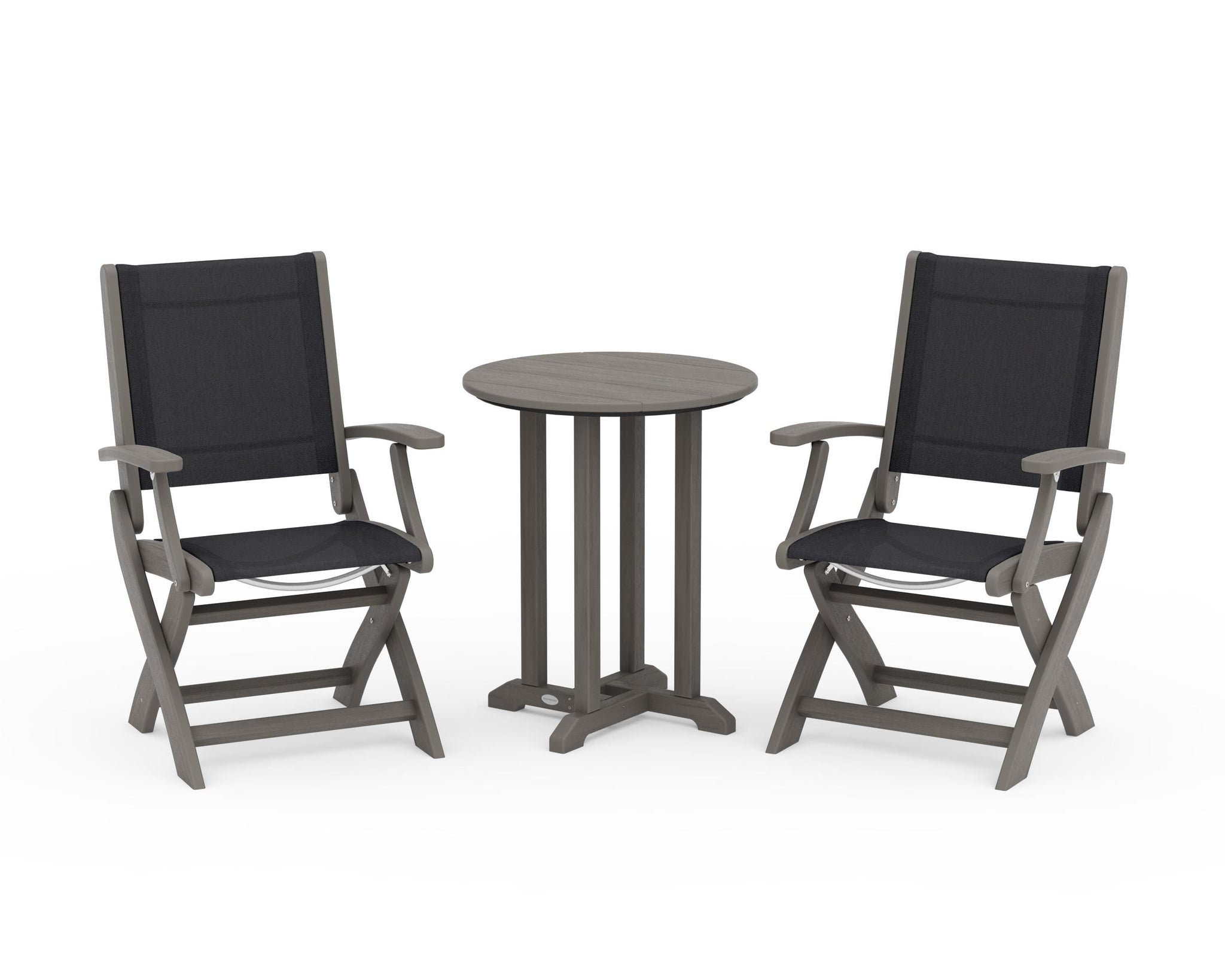 Coastal Folding 3-Piece Round Bistro Dining Set