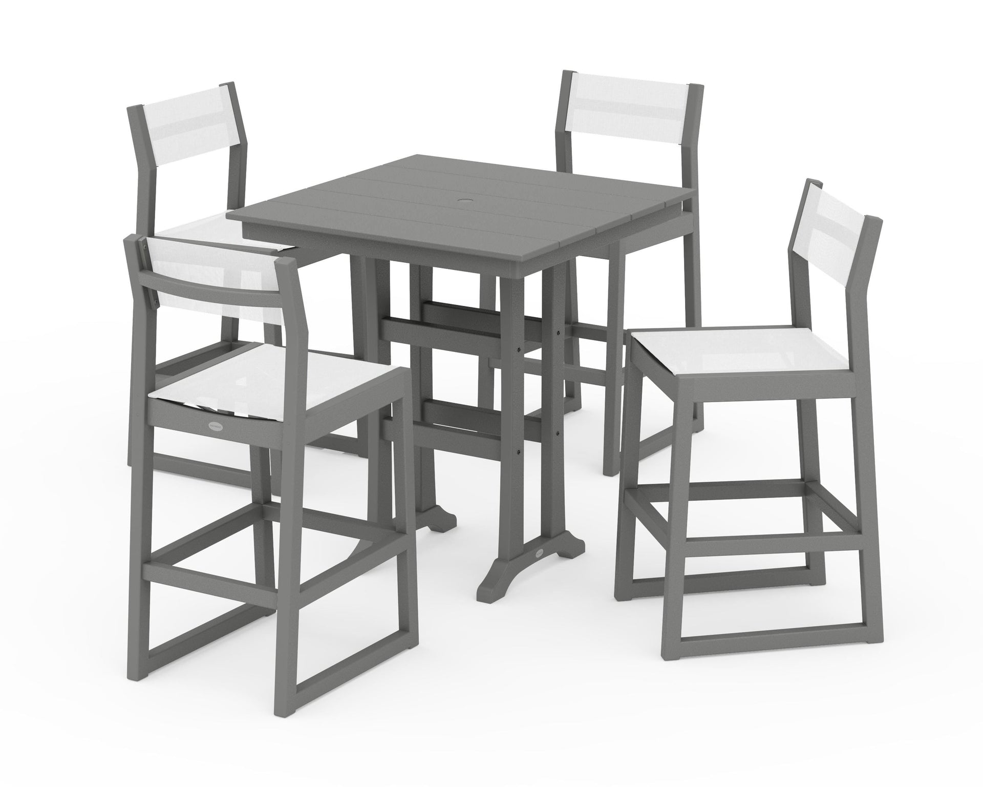 EDGE Sling Arm Chair 5-Piece Farmhouse Bar Set with Trestle Legs