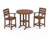 Lakeside 3-Piece Round Farmhouse Arm Chair Counter  Set
