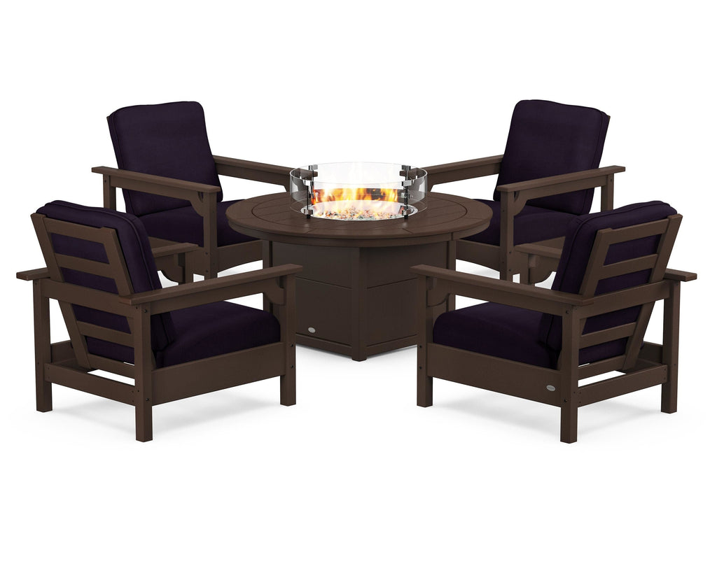 Club 5-Piece Conversation Set with Fire Pit Table