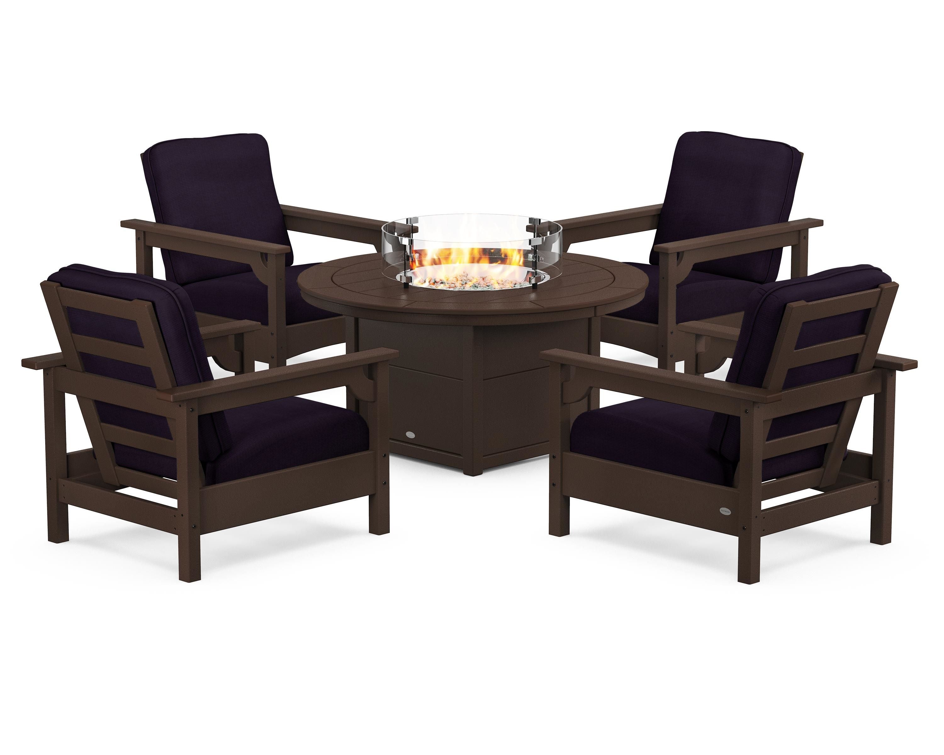 Club 5-Piece Conversation Set with Fire Pit Table