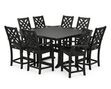 Wovendale 9-Piece Square Farmhouse Counter Set with Trestle Legs