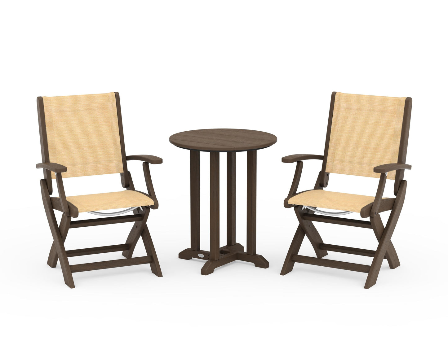Coastal Folding 3-Piece Round Bistro Dining Set
