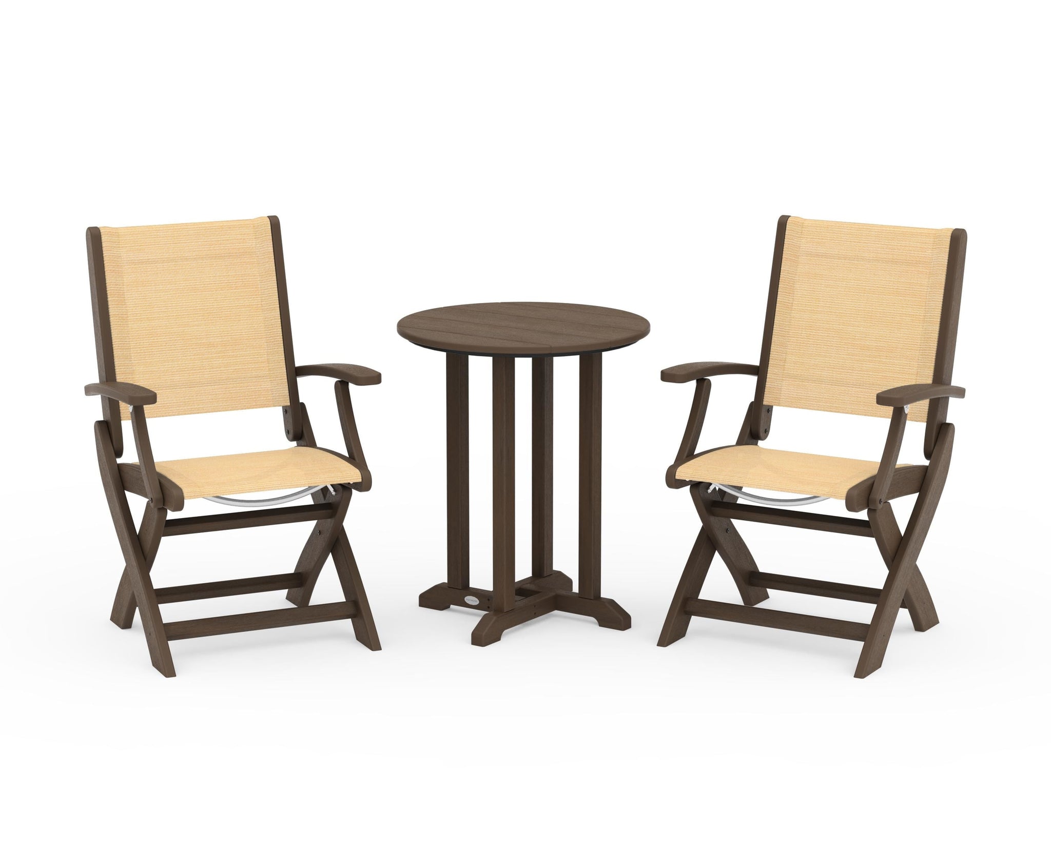 Coastal Folding 3-Piece Round Bistro Dining Set