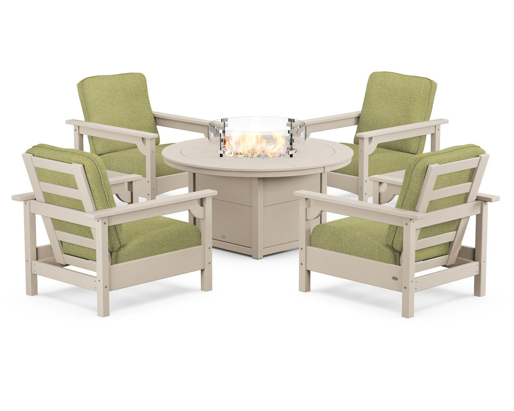 Club 5-Piece Conversation Set with Fire Pit Table