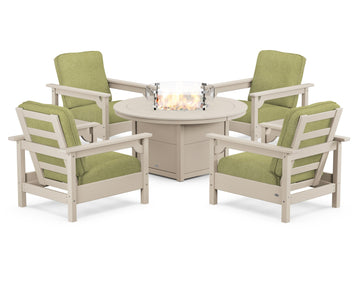 Club 5-Piece Conversation Set with Fire Pit Table