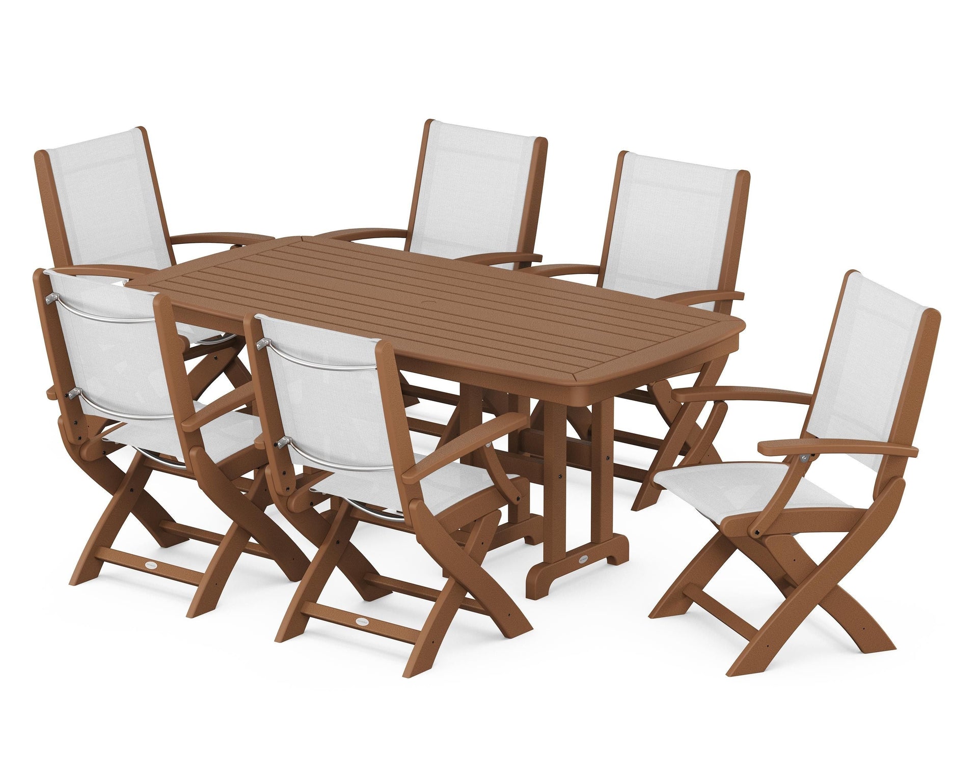 Coastal Folding Arm Chair 7-Piece Dining Set