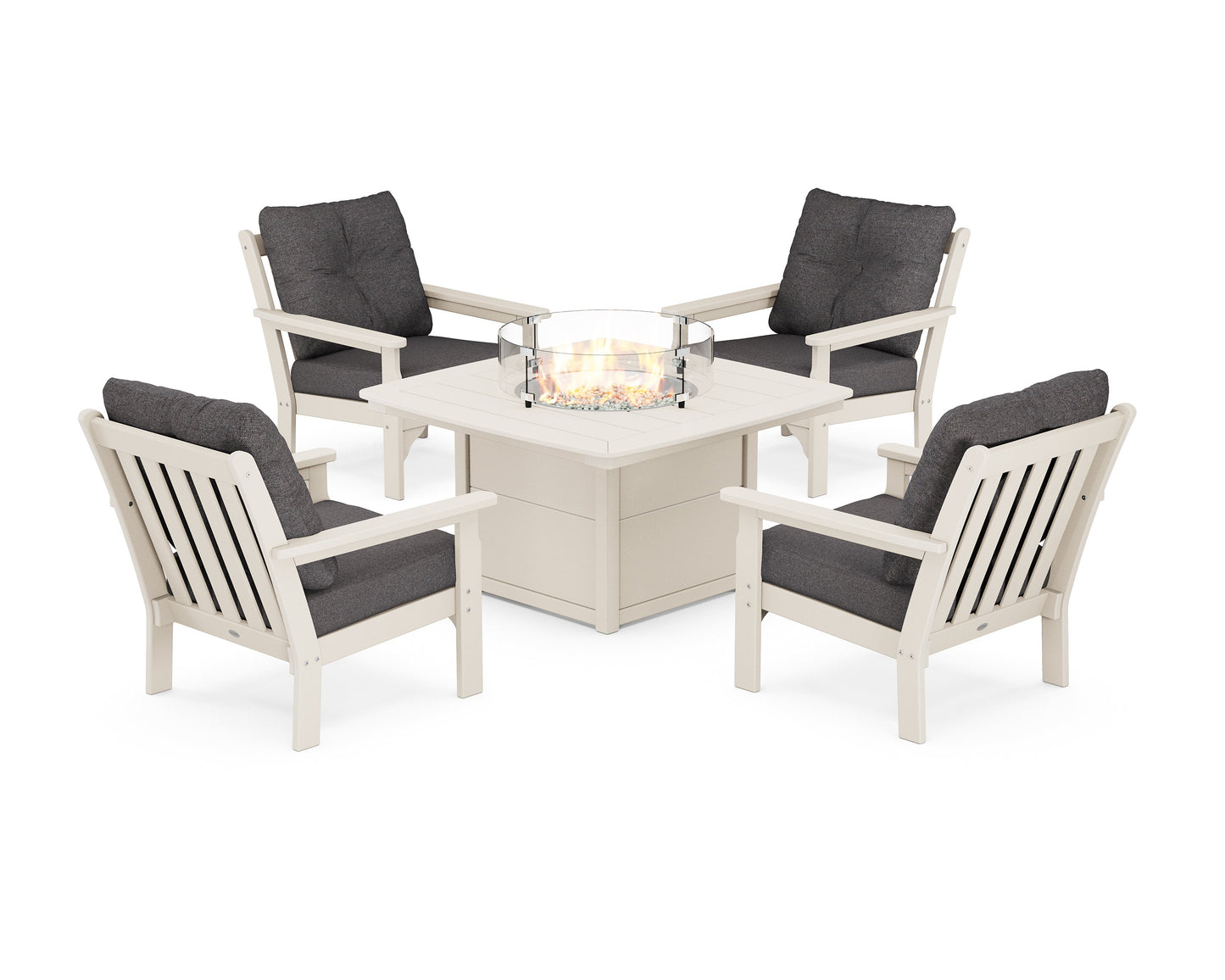 Vineyard 5-Piece Conversation Set with Fire Pit Table
