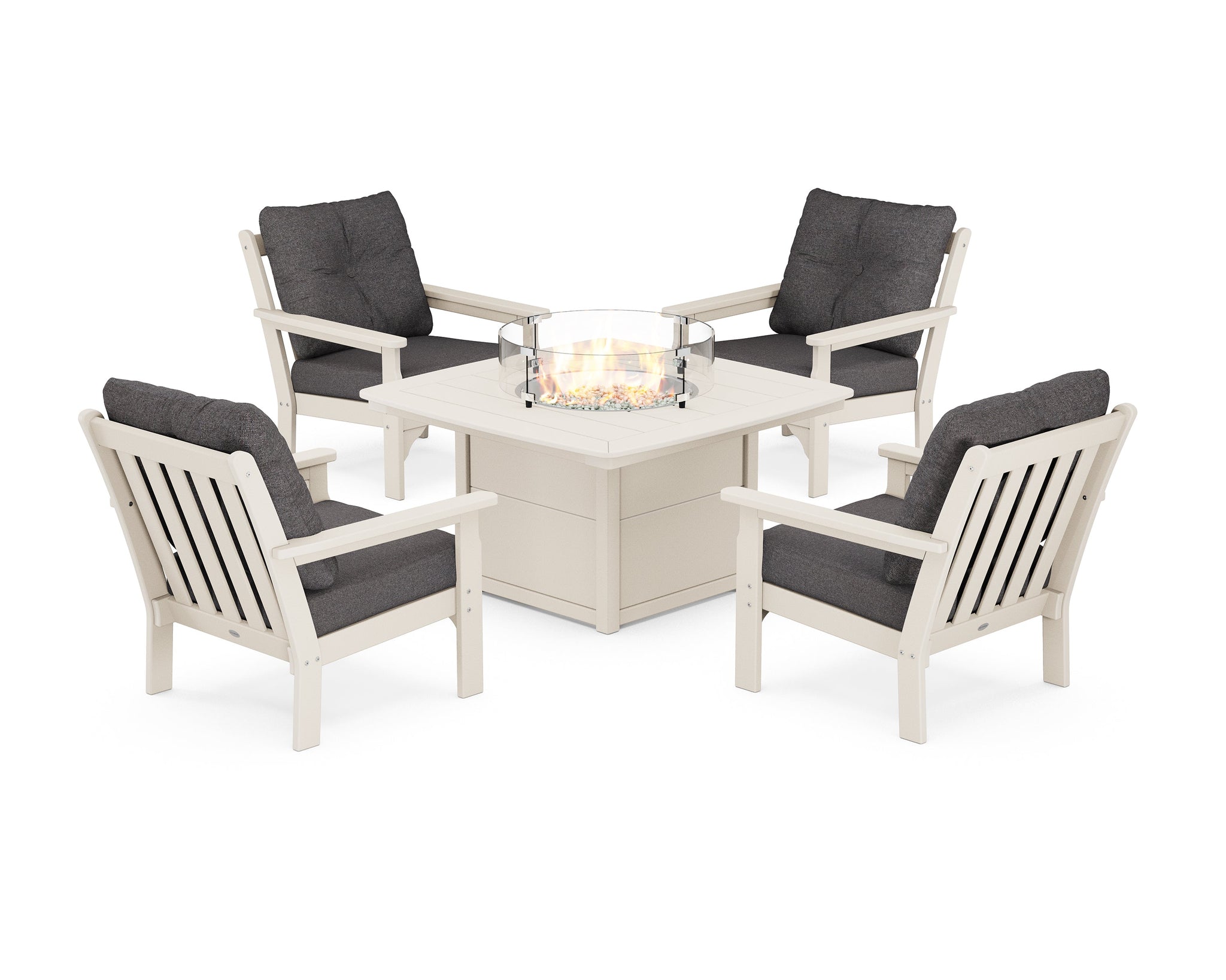 Vineyard 5-Piece Conversation Set with Fire Pit Table
