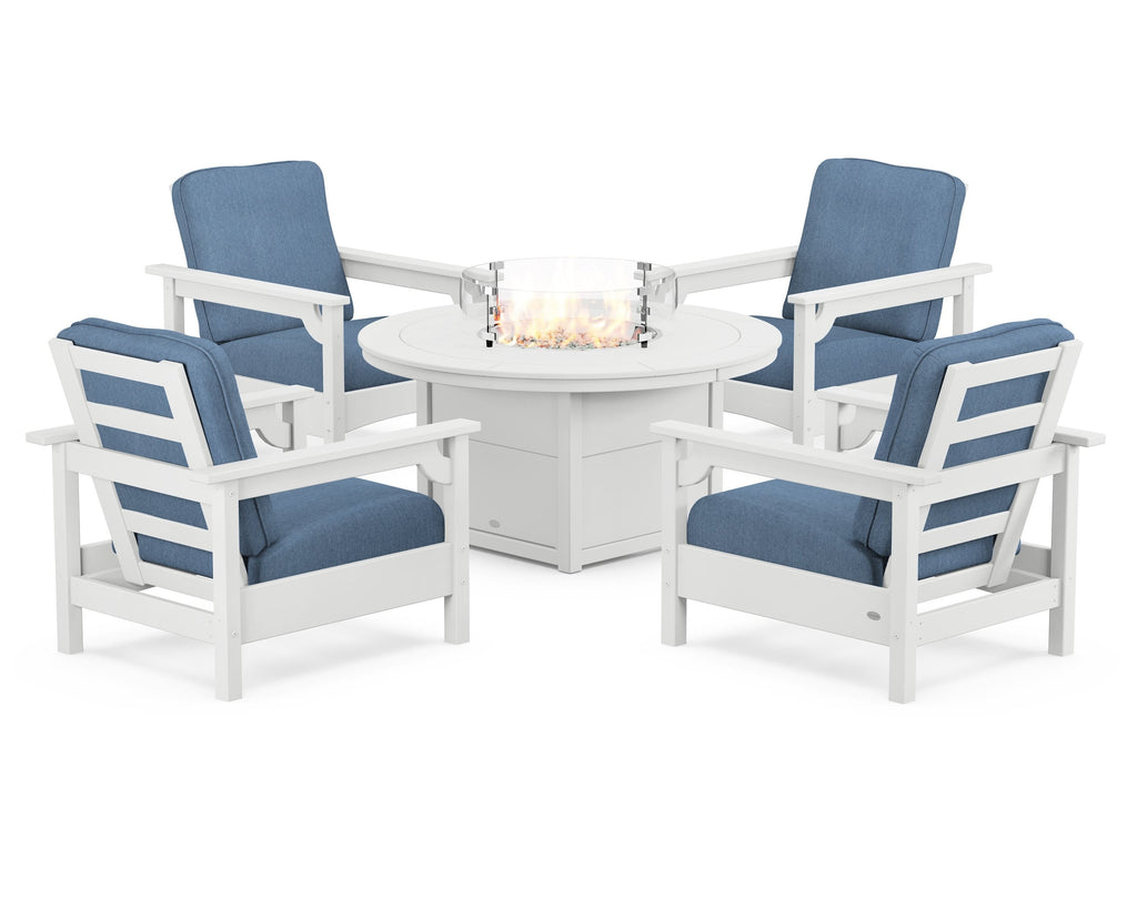 Club 5-Piece Conversation Set with Fire Pit Table