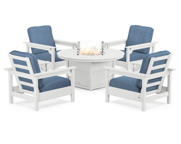 Club 5-Piece Conversation Set with Fire Pit Table
