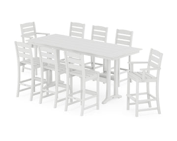 Lakeside 9-Piece Farmhouse Bar Set with Trestle Legs