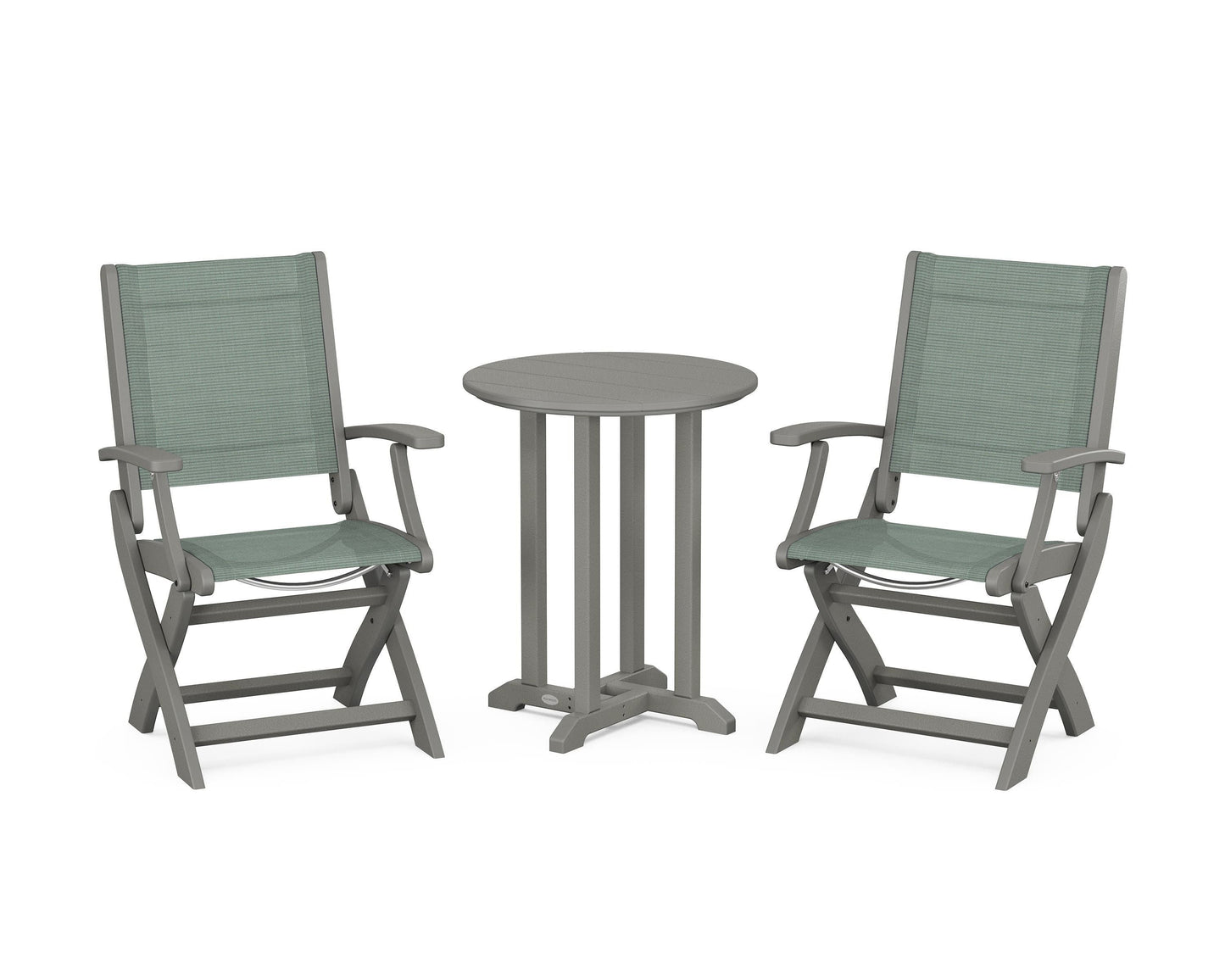 Coastal Folding 3-Piece Round Bistro Dining Set