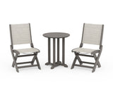 Coastal Folding Side Chair 3-Piece Round Bistro Dining Set