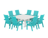 Modern Curveback Adirondack 9-Piece Square Dining Set with Trestle Legs