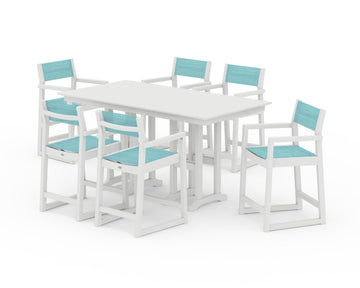 EDGE Sling Arm Chair 7-Piece Farmhouse Counter Set